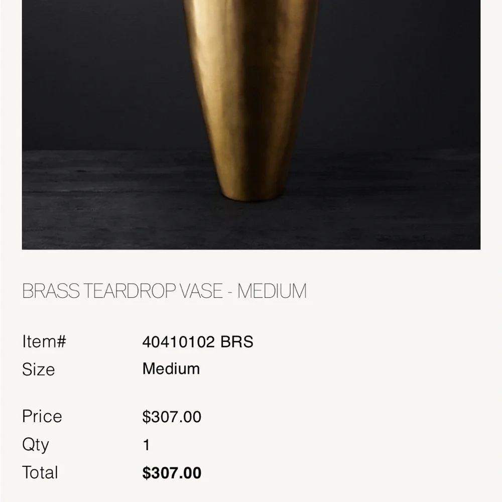 Restoration Hardware Brass Teardrop Vases